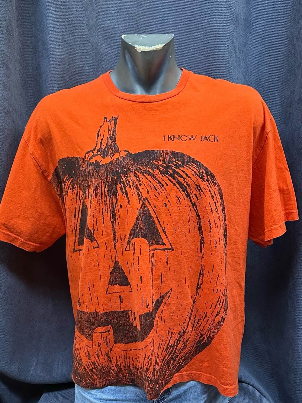 Vintage I Know Jack Halloween Pumpkin T Shirt Adult Mens XL Double Sided